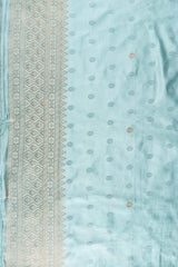 Powder Blue Pure Katan Silk Banarasi Handloom Saree