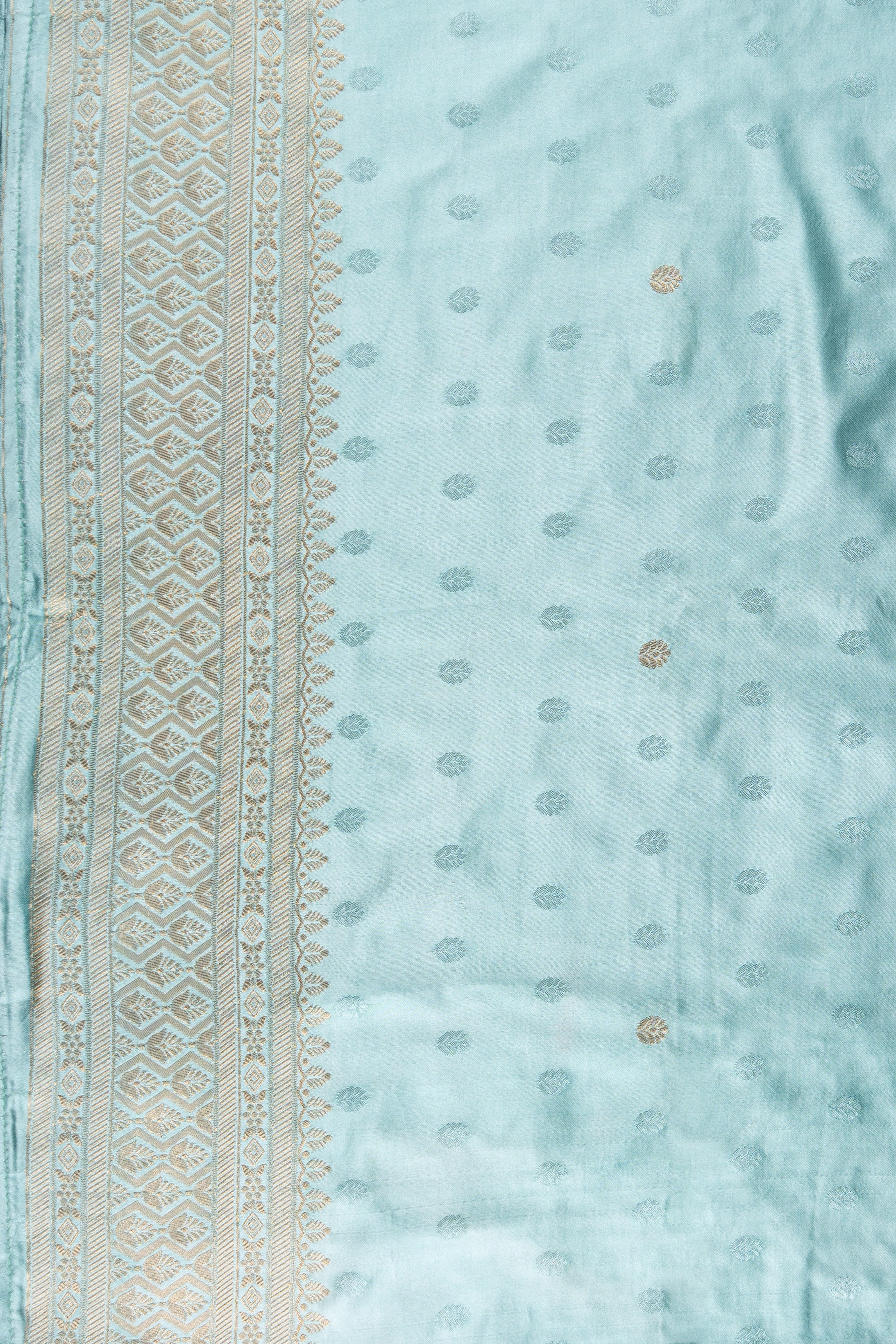 Powder Blue Pure Katan Silk Banarasi Handloom Saree