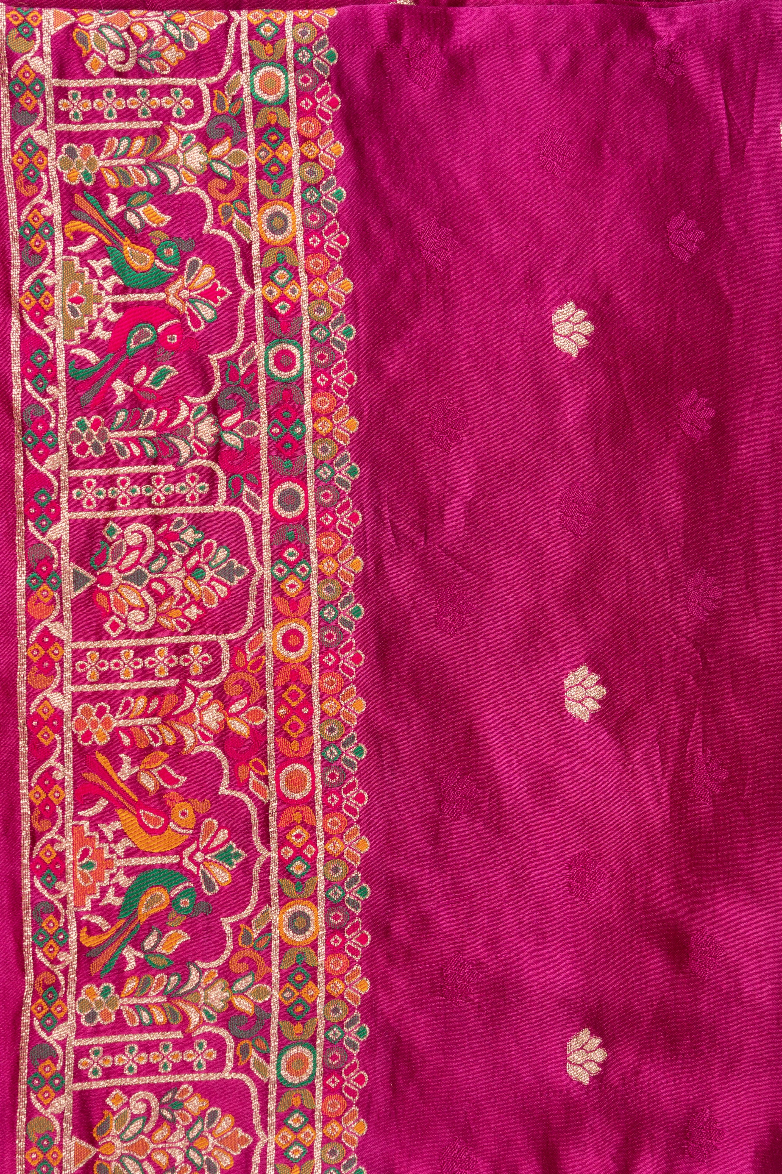 Magenta Pure Katan Silk Banarasi Bridal Handloom Saree