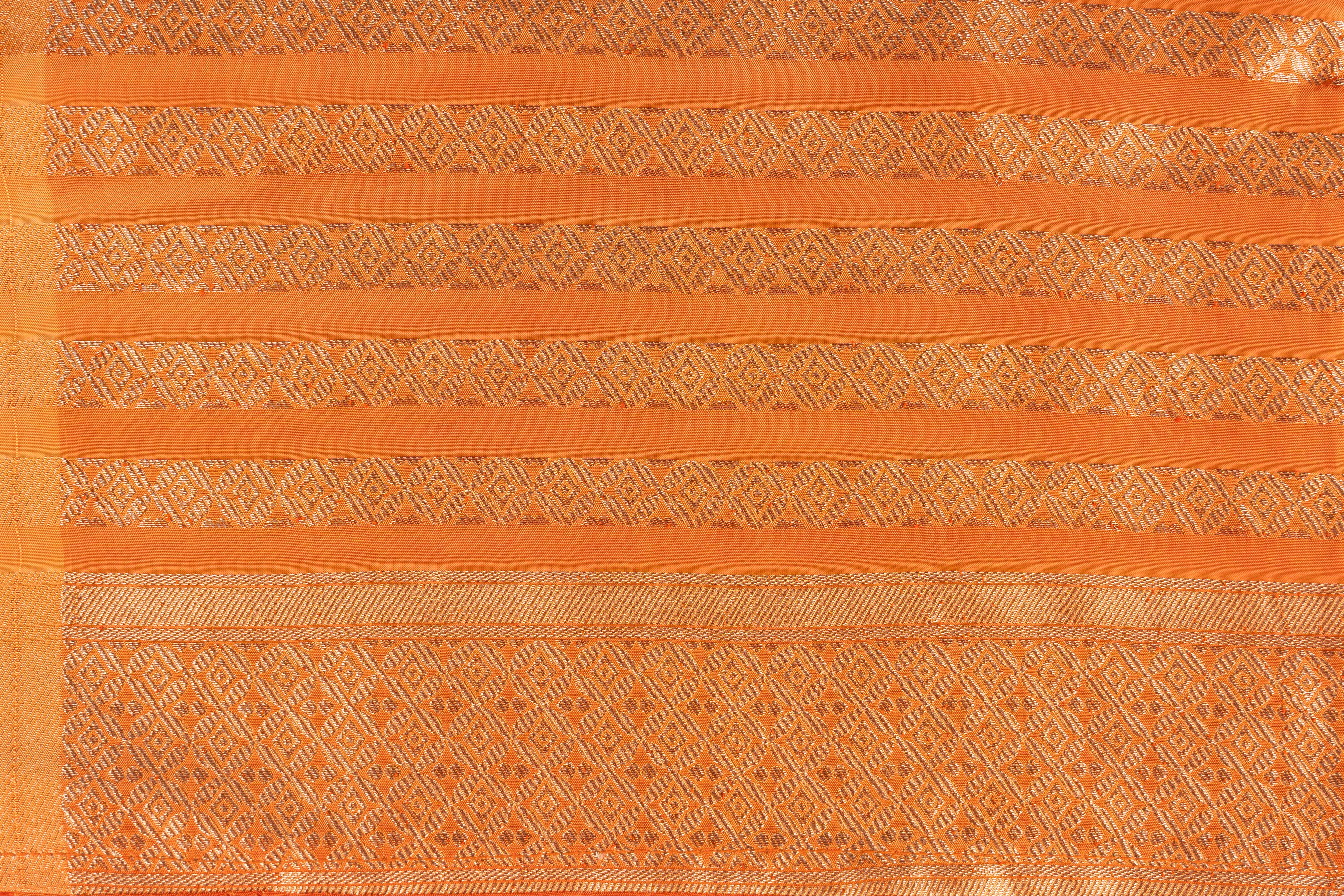 Orange Pure Katan Silk Bridal Banarasi Handloom Saree