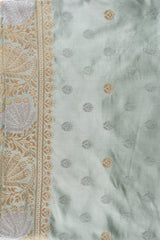 Seafoam Green Pure Katan Silk Banarasi Handloom Saree
