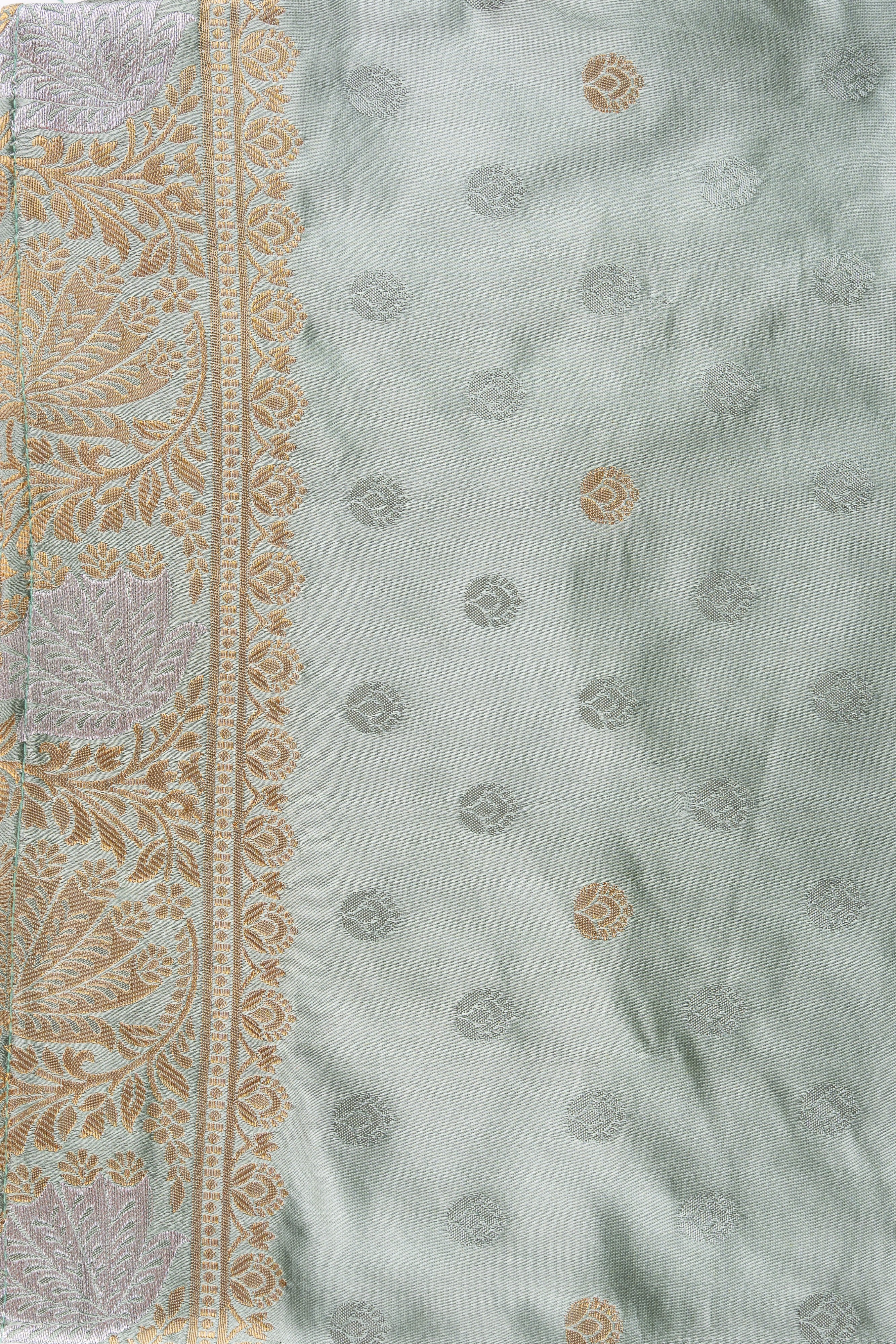 Seafoam Green Pure Katan Silk Banarasi Handloom Saree