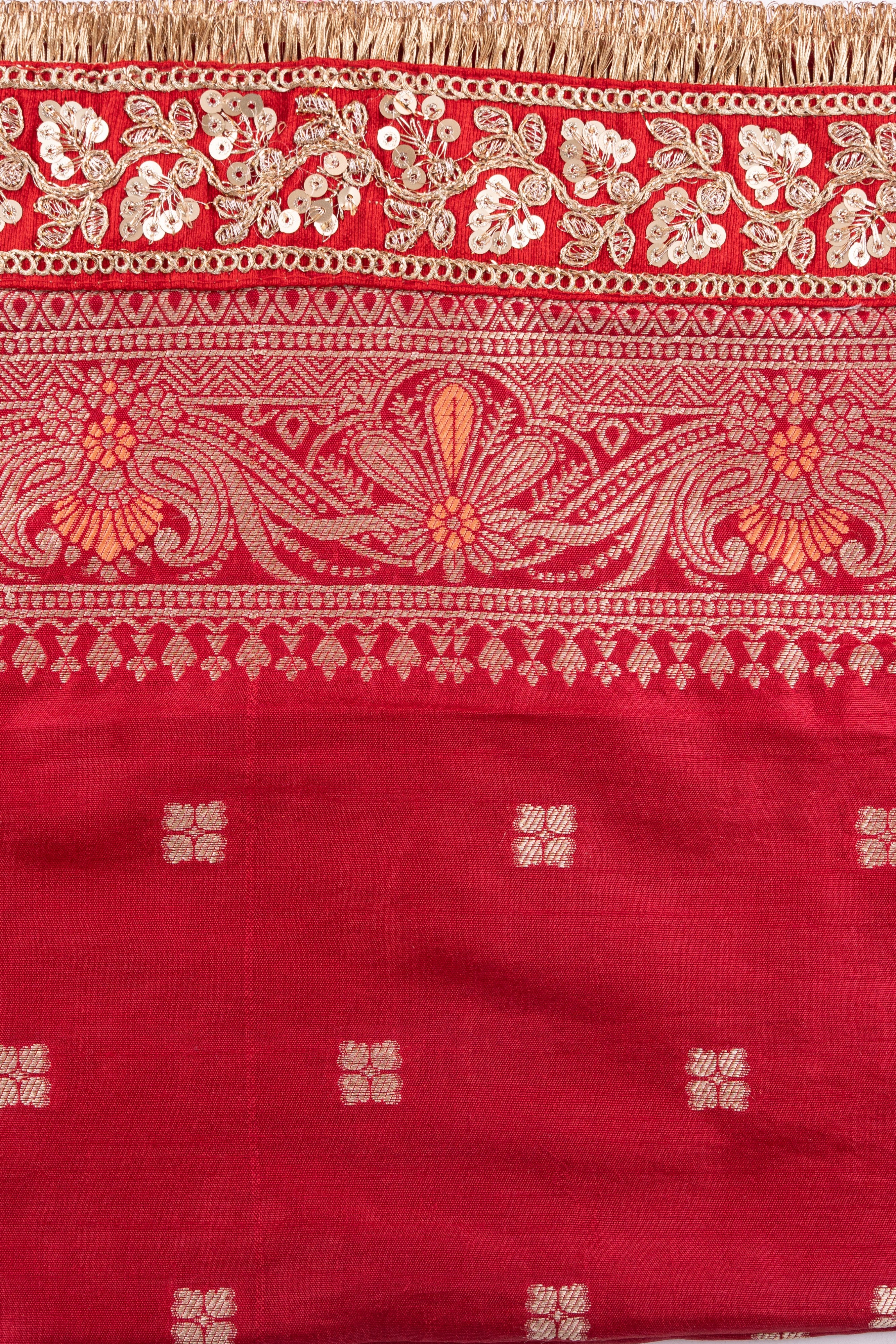 Red Pure Katan Silk Banarasi Handloom Saree