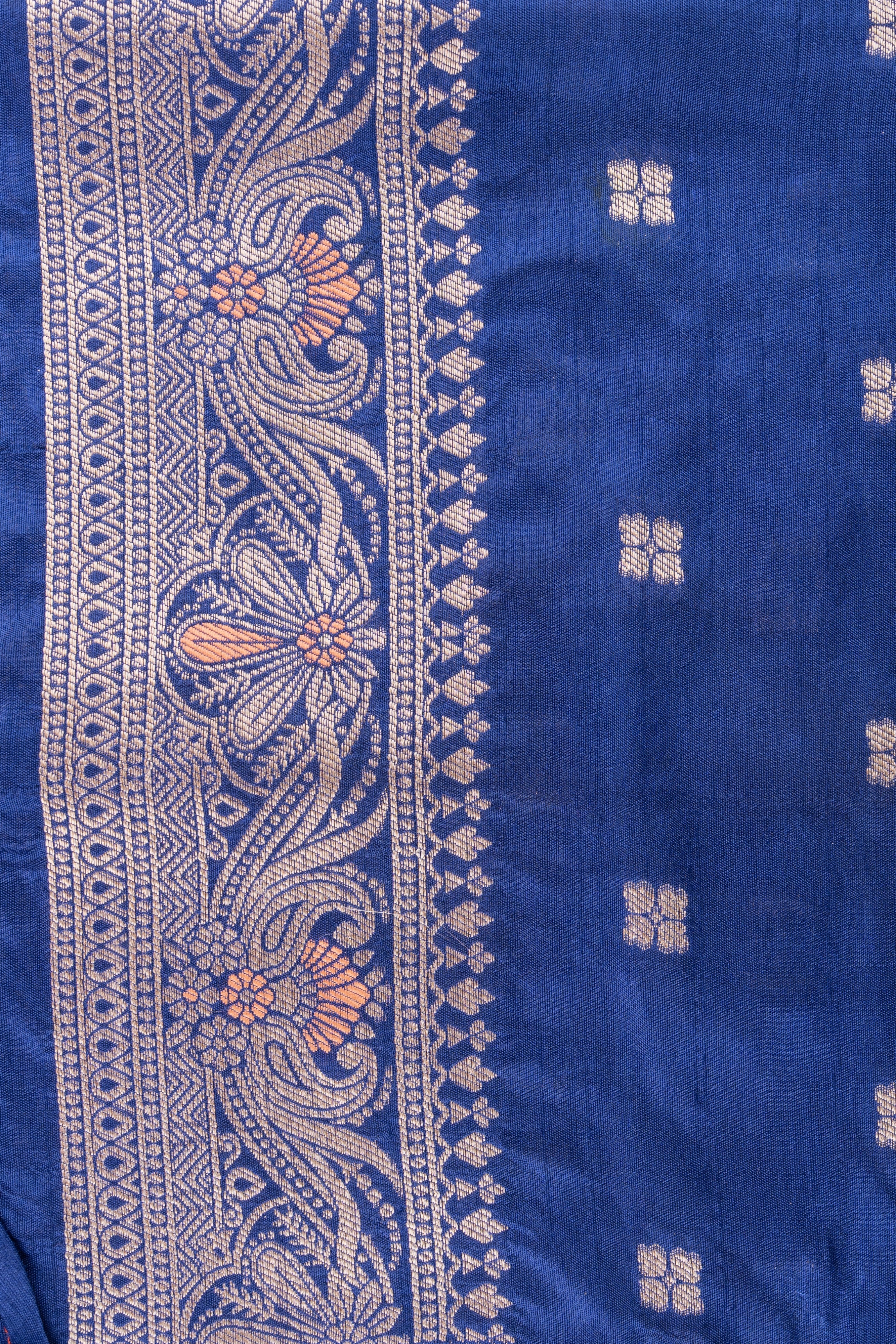 Royal Blue Pure Katan Silk Banarasi Handloom Saree