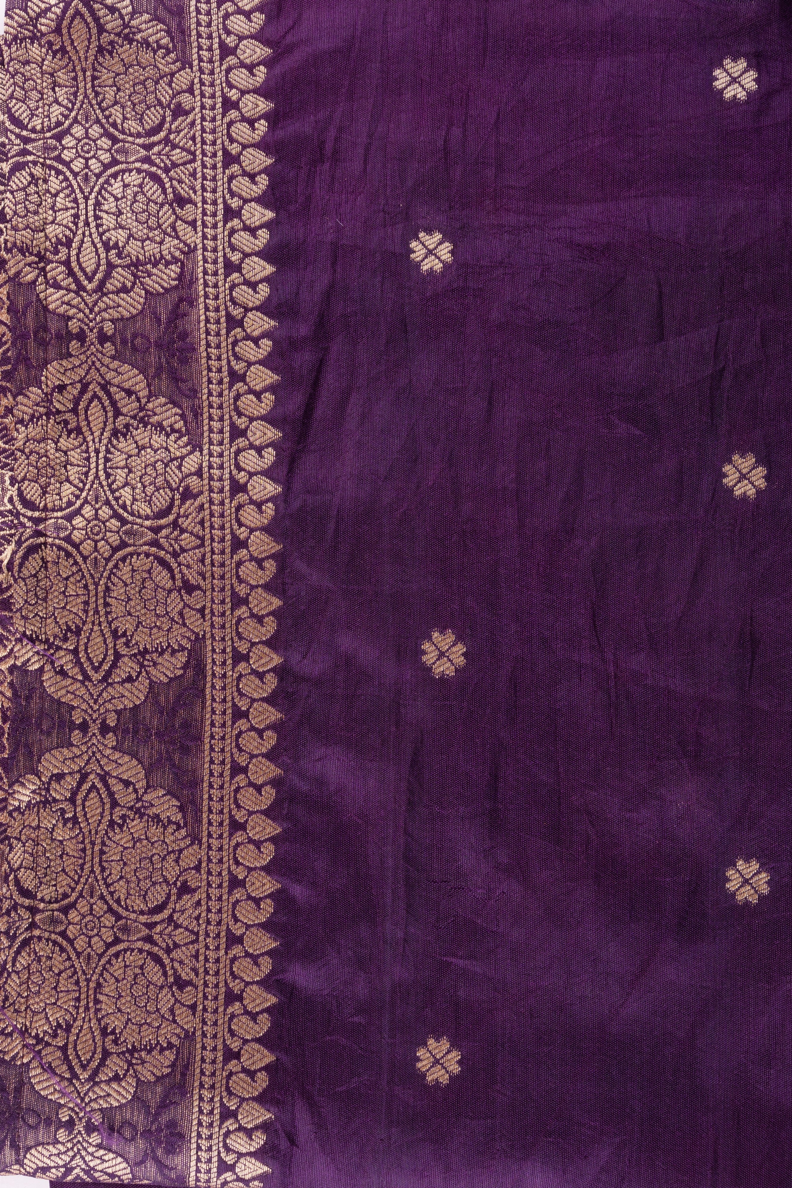 Dark Purple Pure Katan Silk Banarasi Handloom Saree