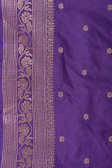 Purple Pure Katan Silk Banarasi Handloom Saree