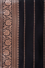 Black Pure Katan Satin Silk Banarasi Handloom Saree