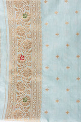 Sky Blue Pure Monga Silk Banarasi Ghatchola Handloom Saree