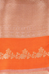 Orange Pure Tissue Silk Banarasi Brocade Handloom Saree