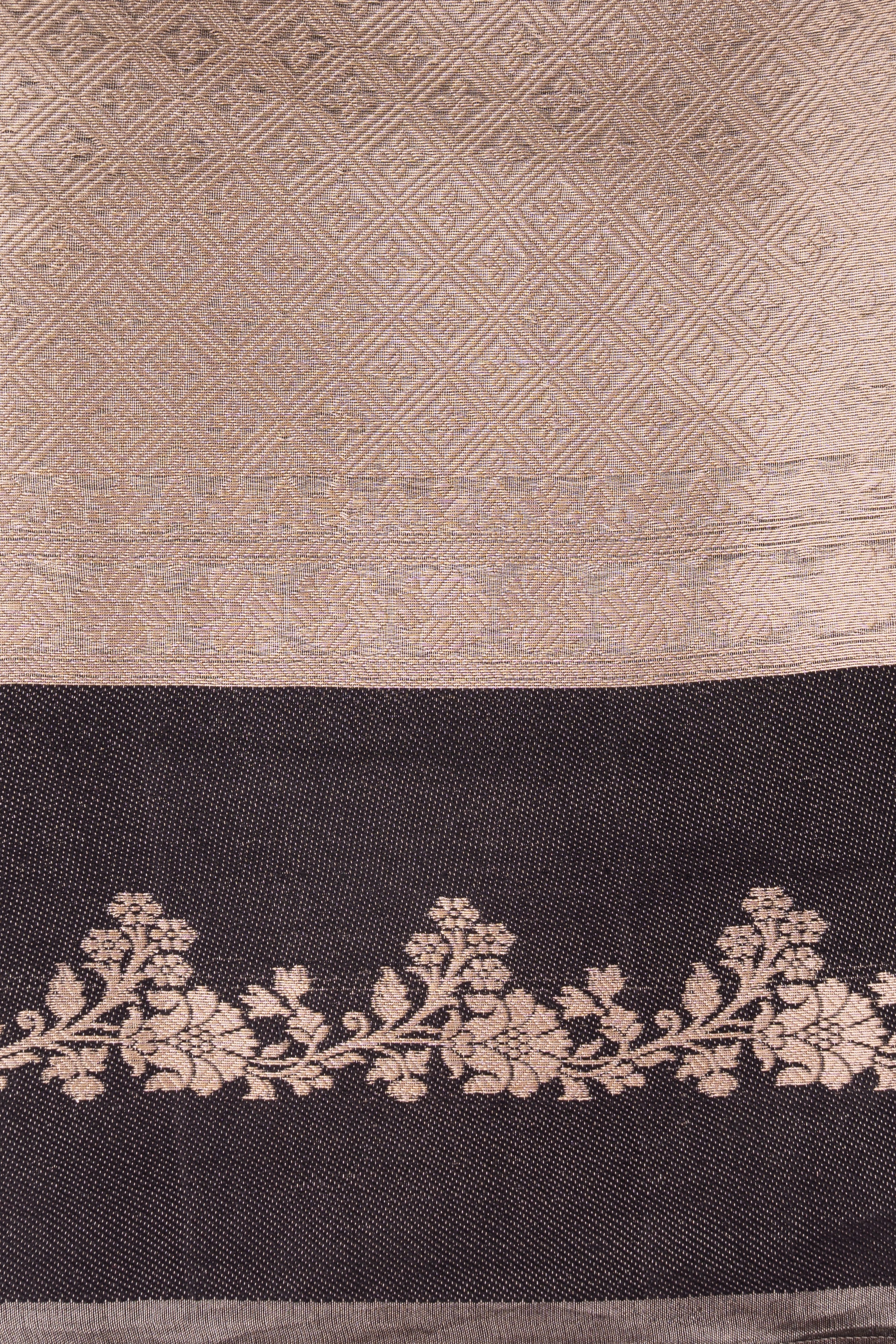 Black Pure Tissue Silk Banarasi Brocade Handloom Saree