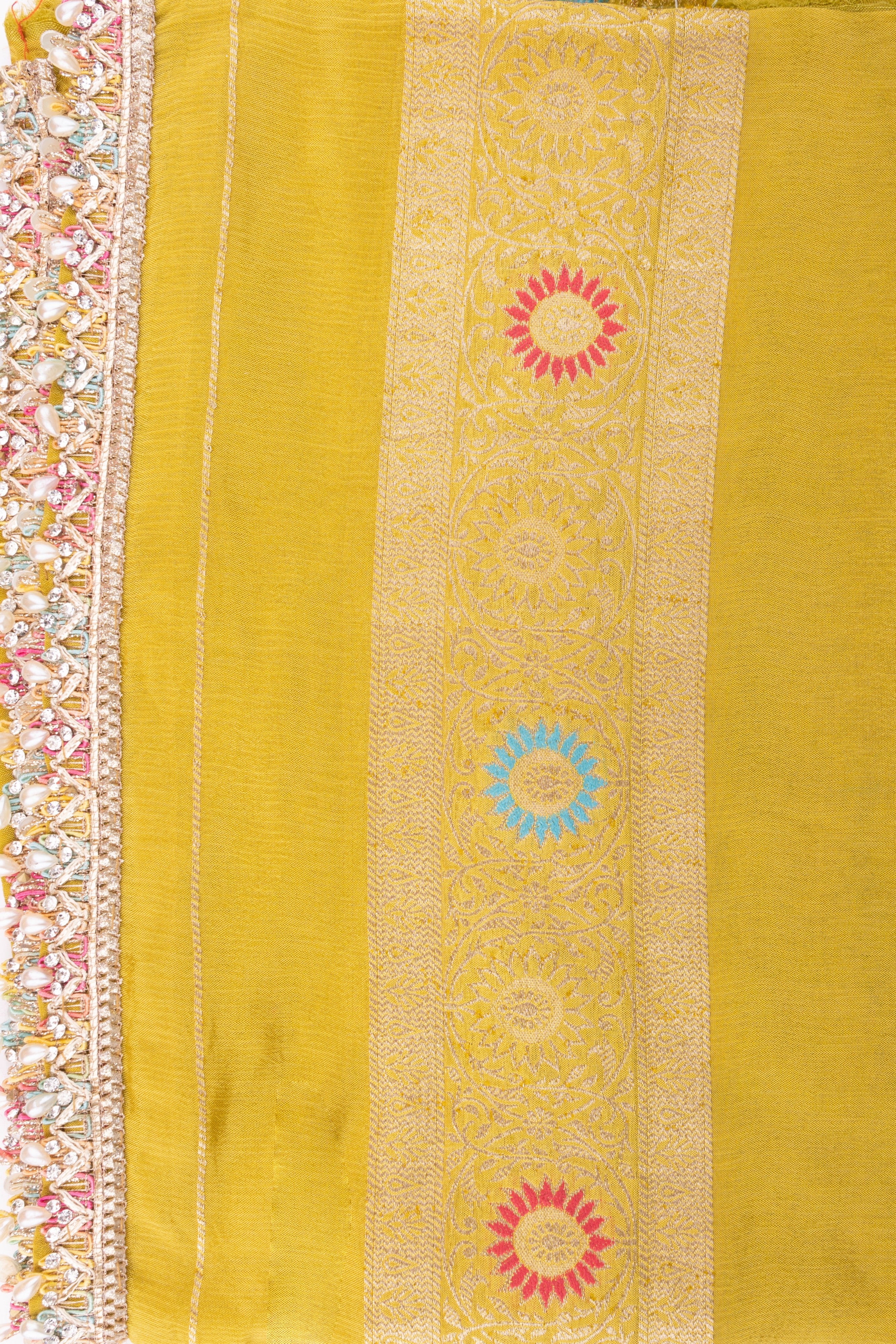 Green Pure Chiffon Banarasi Silk Handloom Saree