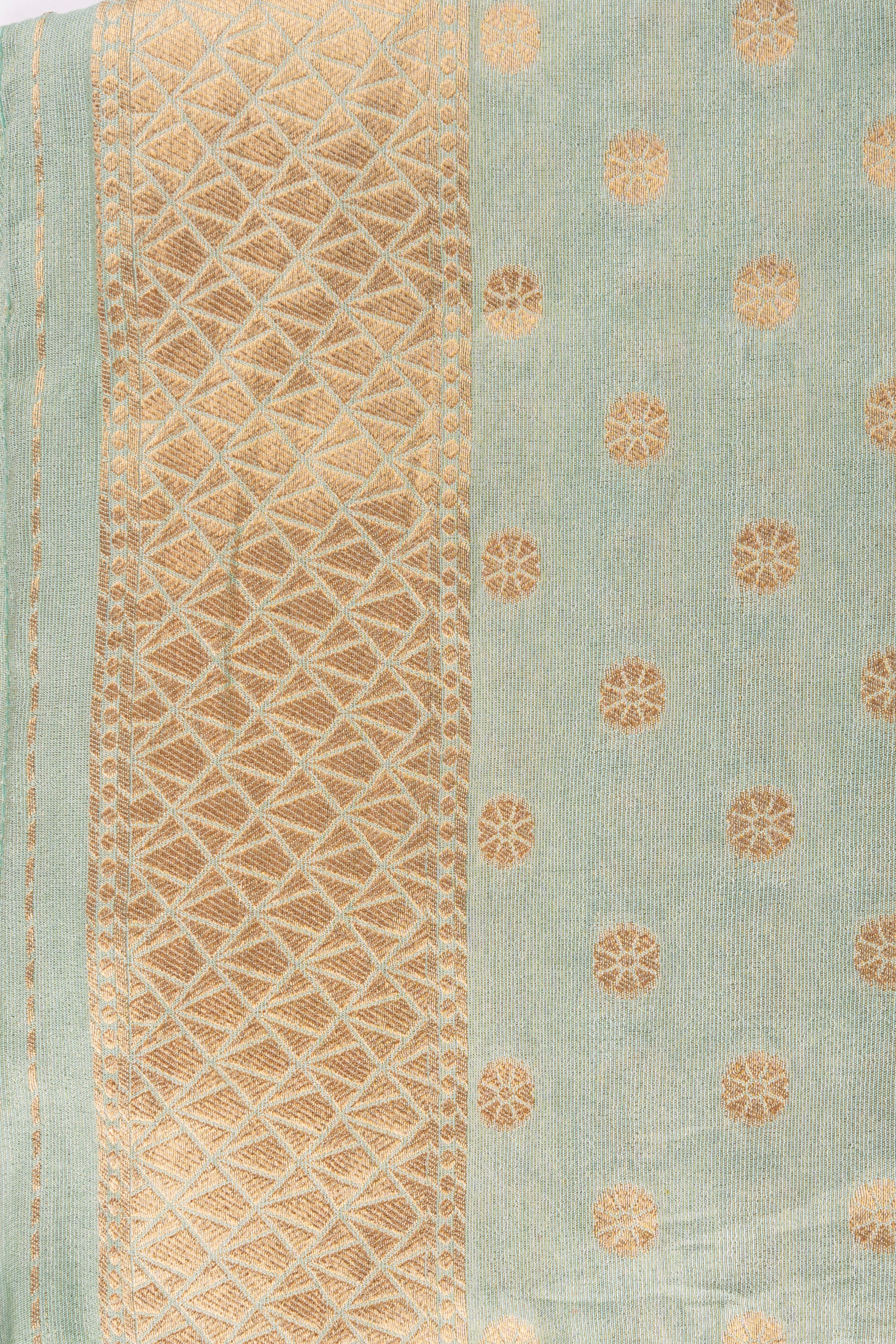 Seafoam Green Pure Tissue Silk Banarasi Handloom Saree