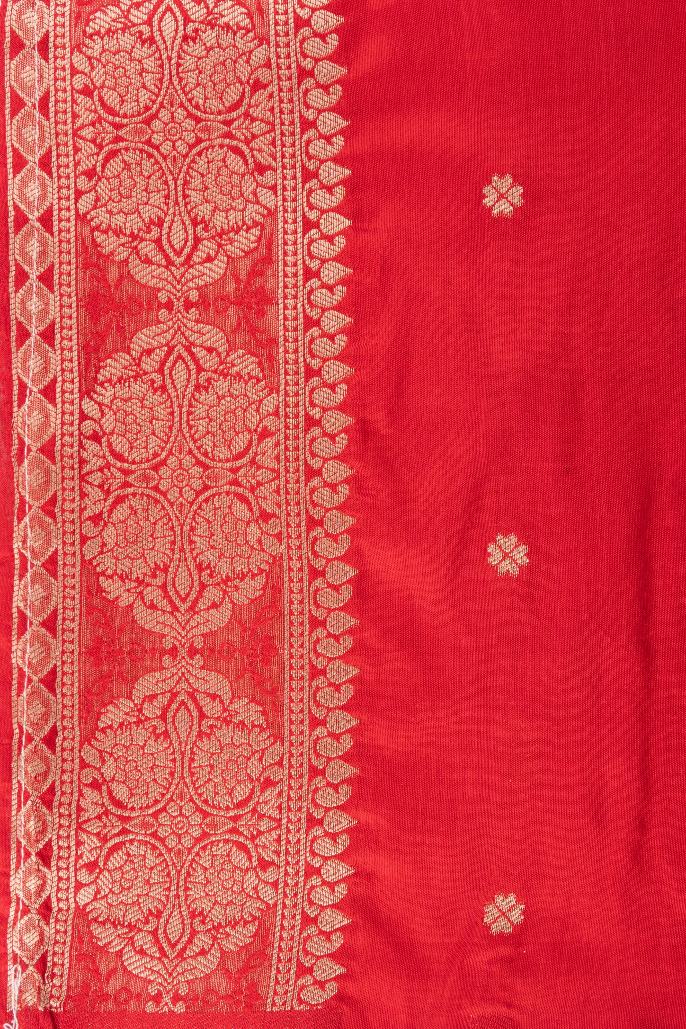 Red Pure Katan Silk Banarasi Handloom Saree