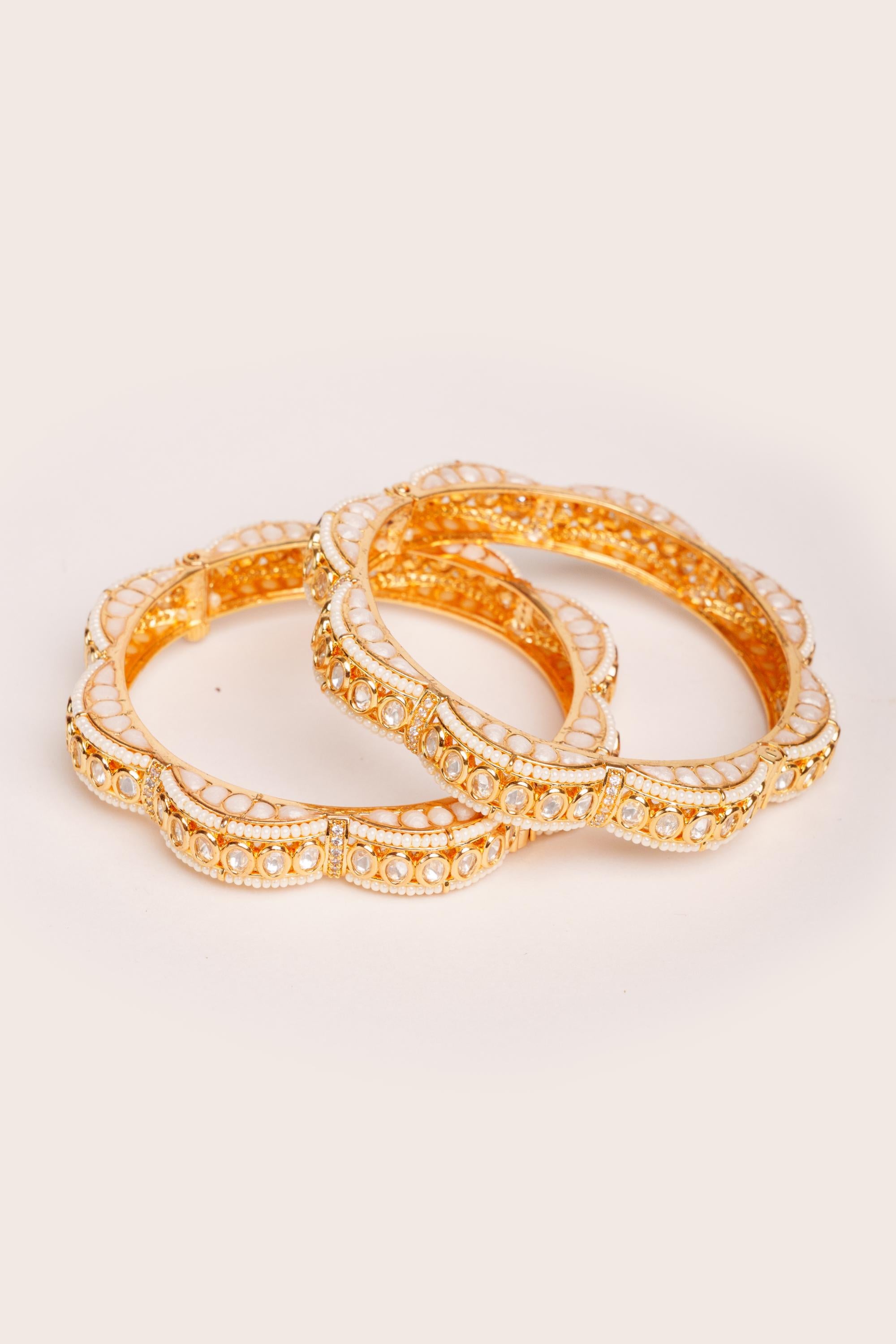 Classy and stylish kundan pair of bangles