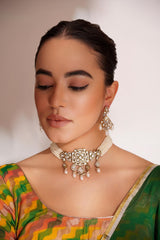 Classy kundan choker set with elegant pair of earrings