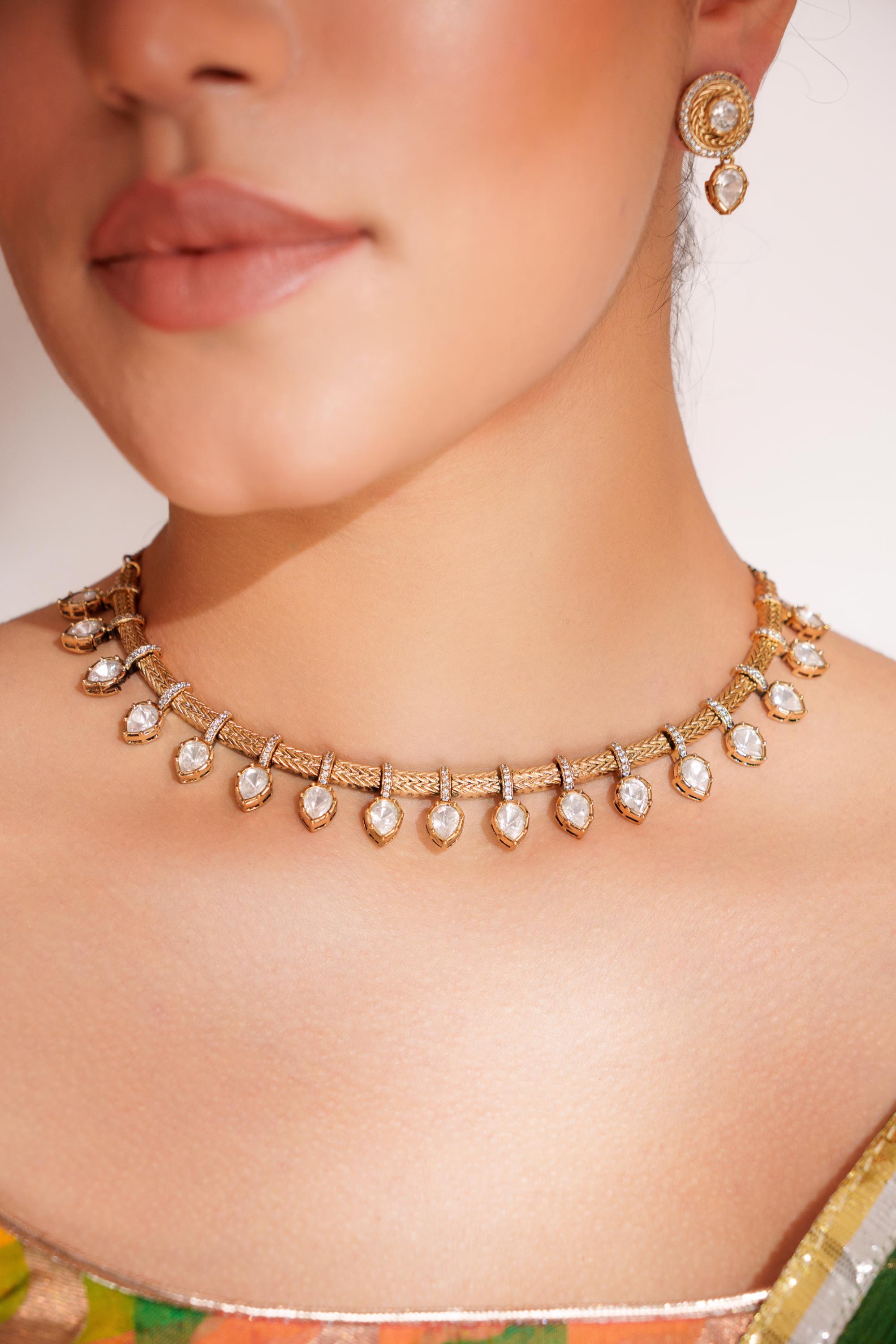 Dramatic and stylish kundan necklace set with matching earrings