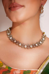 Elegant and stylish zircon stone necklace set with matching earrings