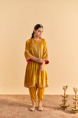 Amal - Mustard A-line Kurta with Dhoti and Dupatta