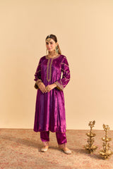Azmiya - Deep Purple Chauga with Salwar and Dupatta