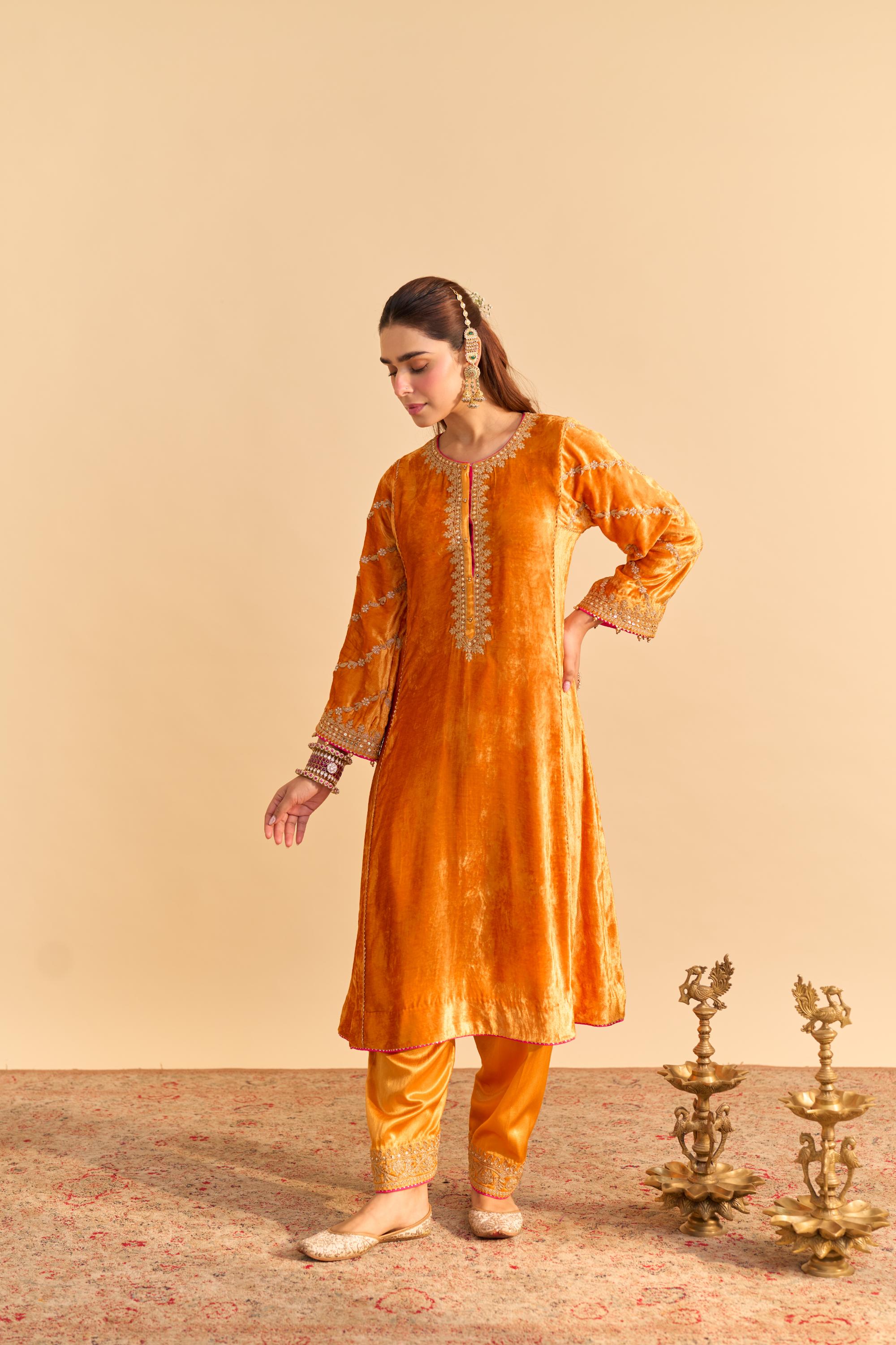 Azmiya - Orange Chauga with Salwar with Dupatta
