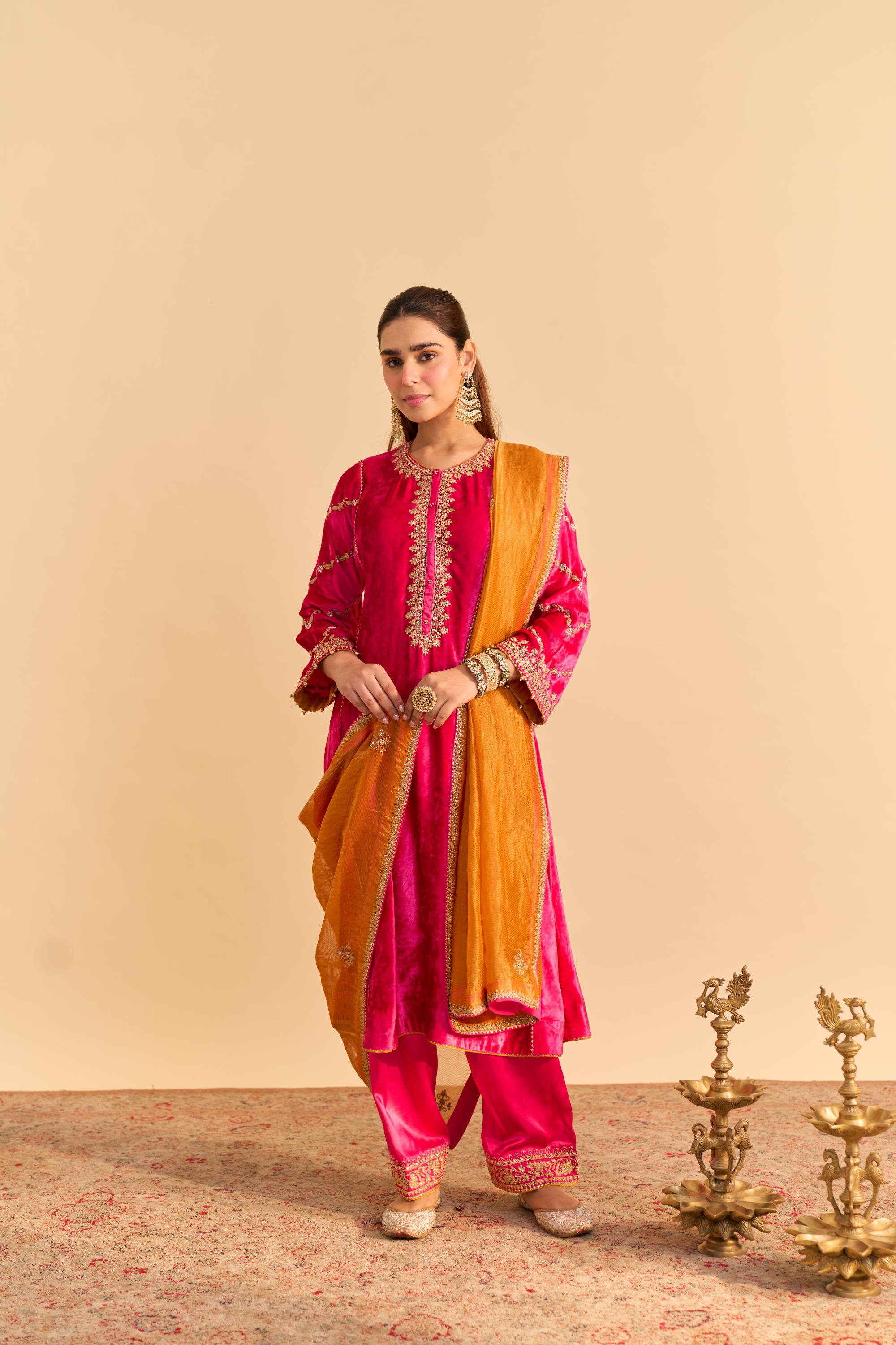 Azmiya - Hotpink Chauga with Salwar and Dupatta