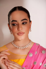 Elegant and stylish gold finish kundan polki necklace set