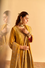 Aynaz - Mustard Kurta with Salwar and Dupatta