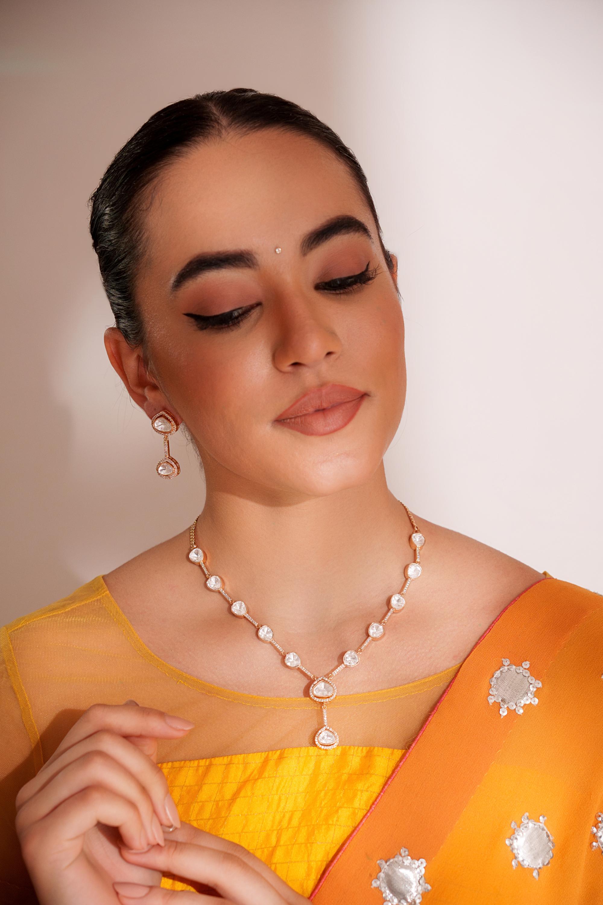 Elegant and stylish pendant necklace and earrings.