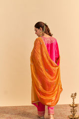 Aynaz - Hotpink Kurta with Salwar and Dupatta