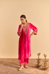 Aynaz - Hotpink Kurta with Salwar and Dupatta