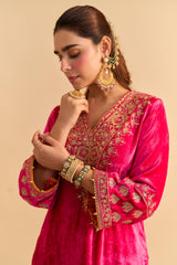 Aynaz - Hotpink Kurta with Salwar and Dupatta