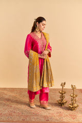 Aynaz - Hotpink Kurta with Salwar and Dupatta