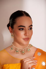 Elegant and stylish gold finish kundan polki necklace set