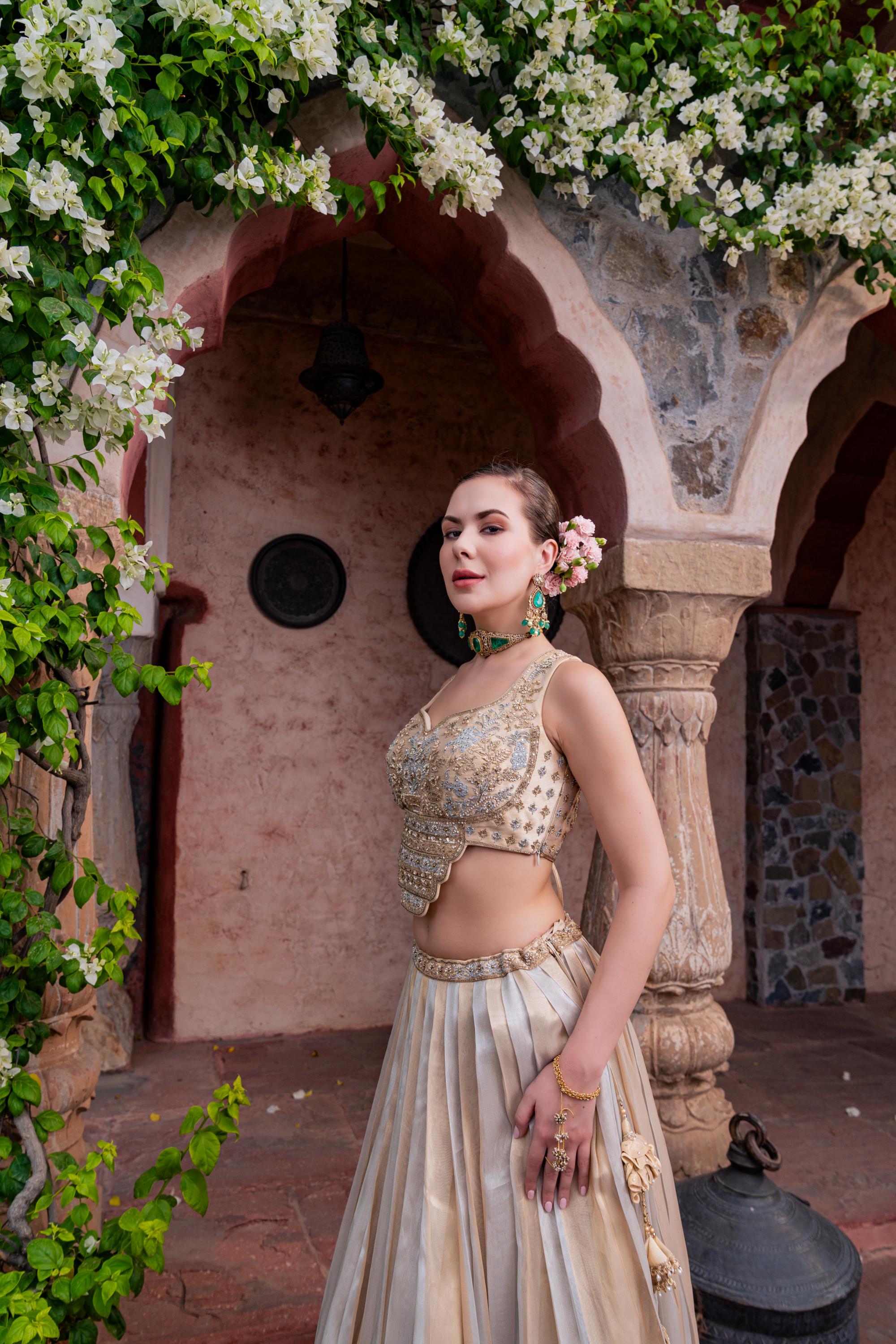 Sunehri Ivory Gold Lehenga Set