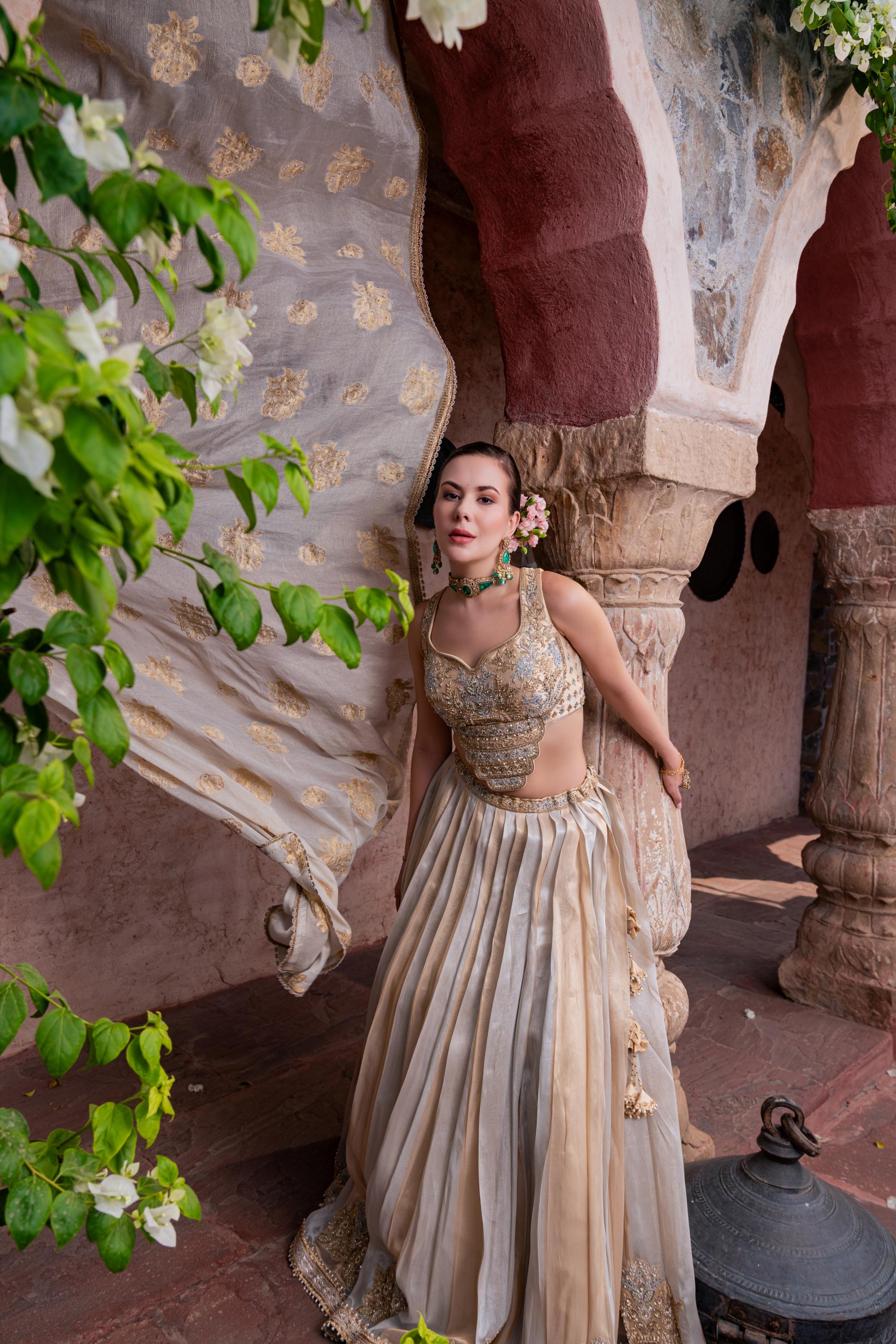 Sunehri Ivory Gold Lehenga Set