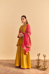 Aroob - Mustard Kurta with Sharara and Dupatta
