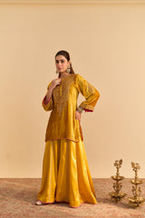 Aroob - Mustard Kurta with Sharara and Dupatta