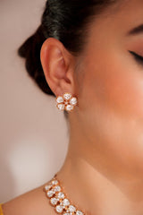 Elegant and stylish gold finish kundan polki necklace set