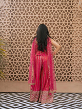 Pink Embroidered Top Sharara Set