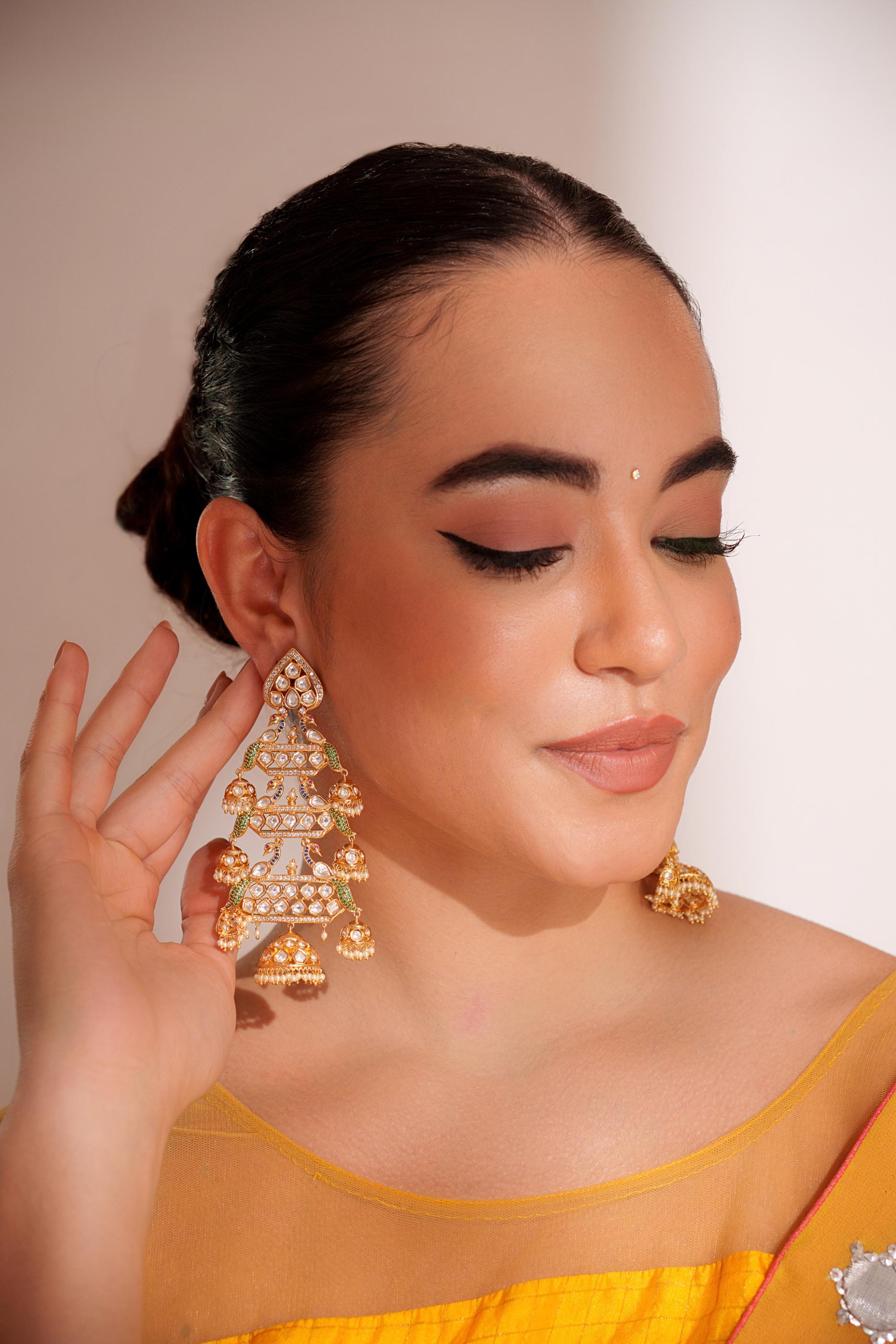Bold and elegant kundan danglers