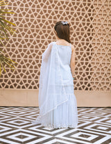 Sky Blue Embroidered Organza Kurti Sharara