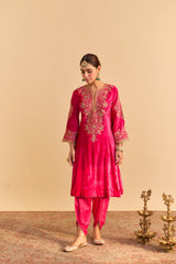 Eira - Hotpink A-line Kurta with Dhoti with Dupatta