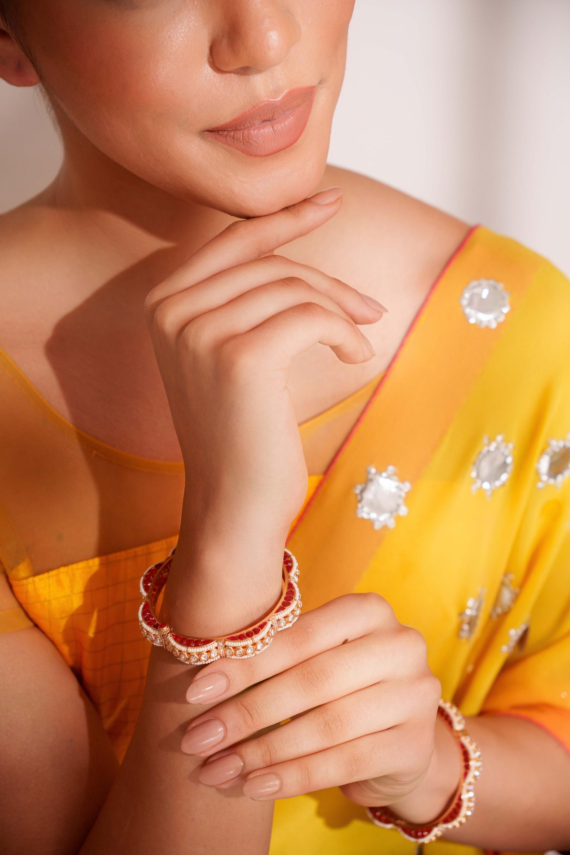 Classy and stylish kundan pair of bangles