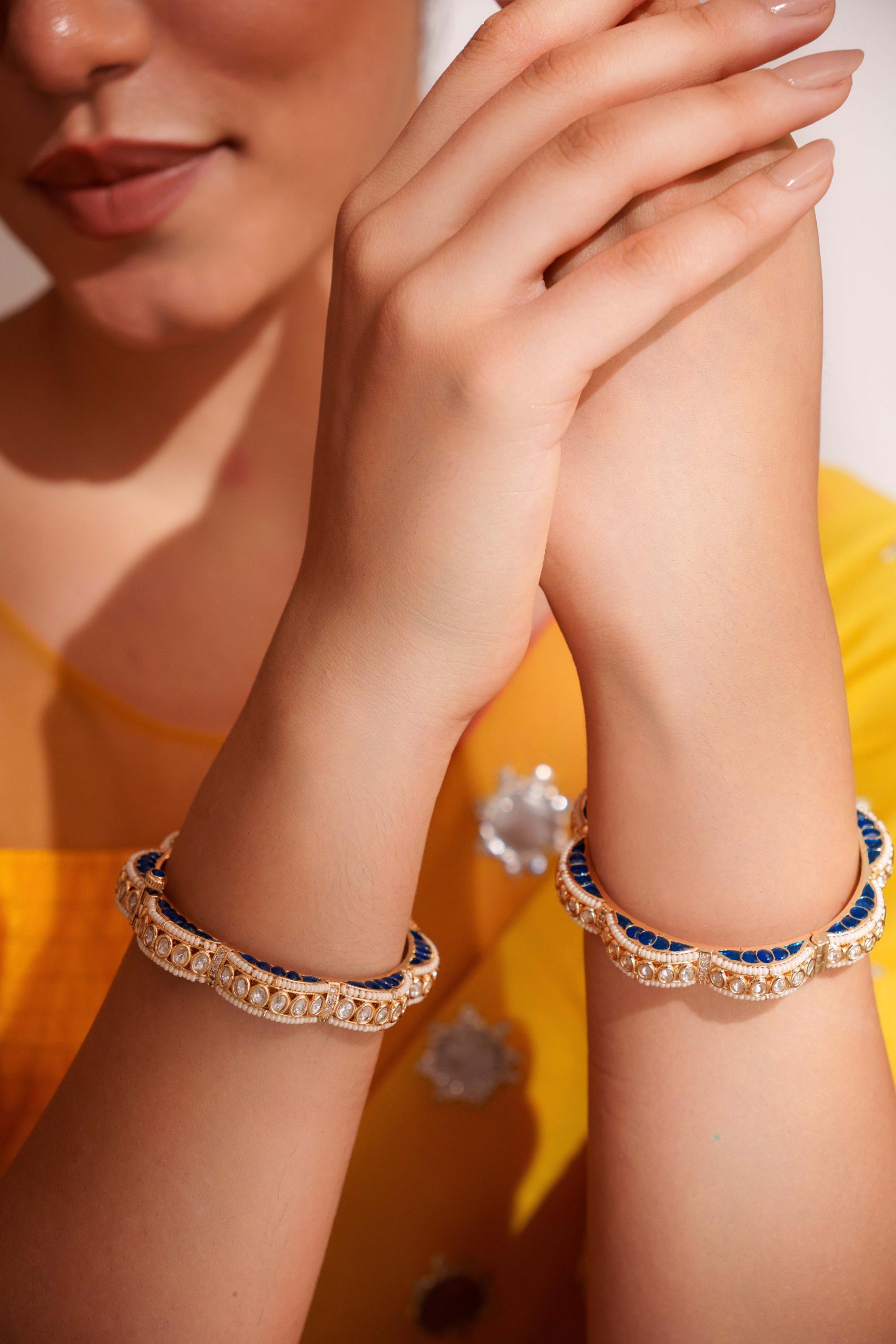 Classy and stylish kundan pair of bangles