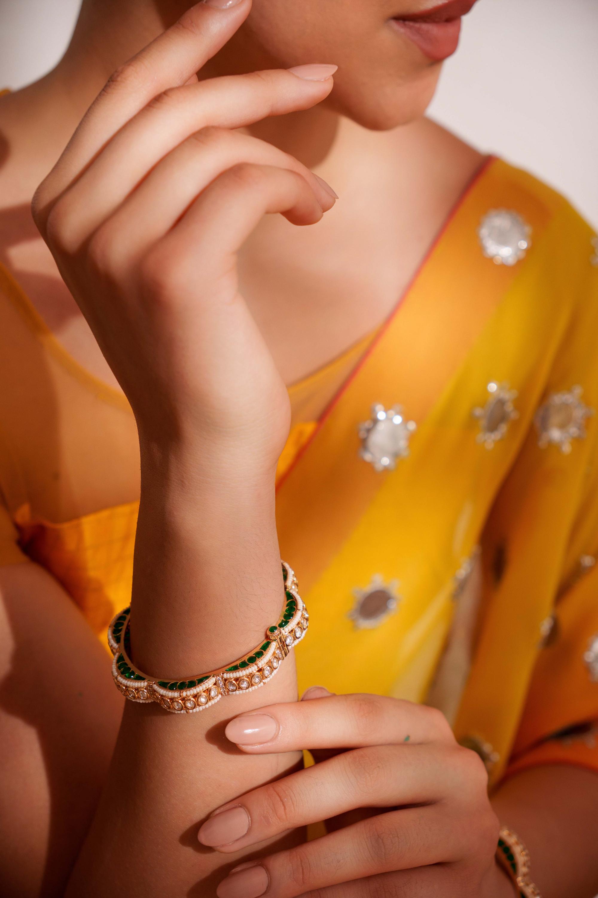 Classy and stylish kundan pair of bangles