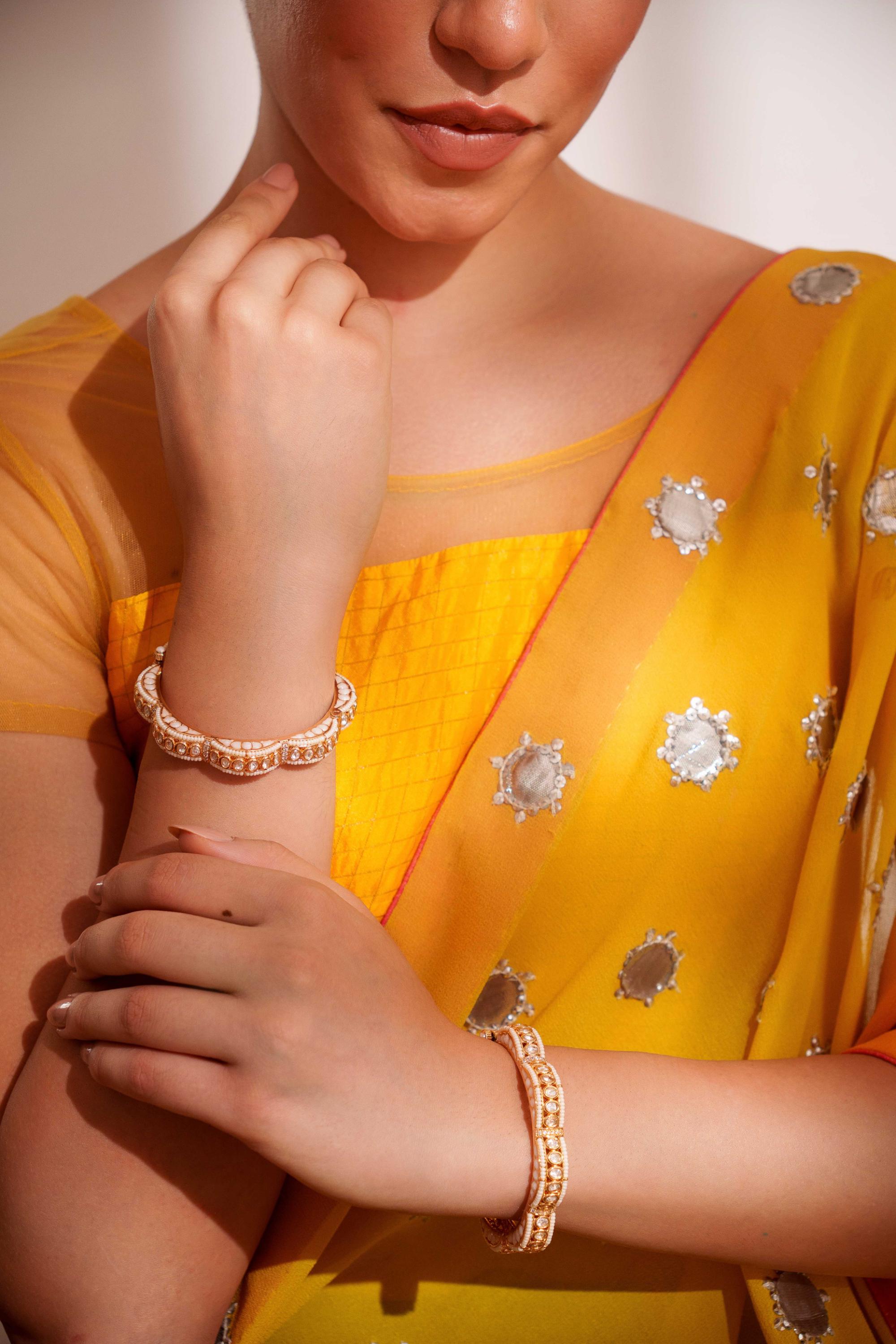Classy and stylish kundan pair of bangles