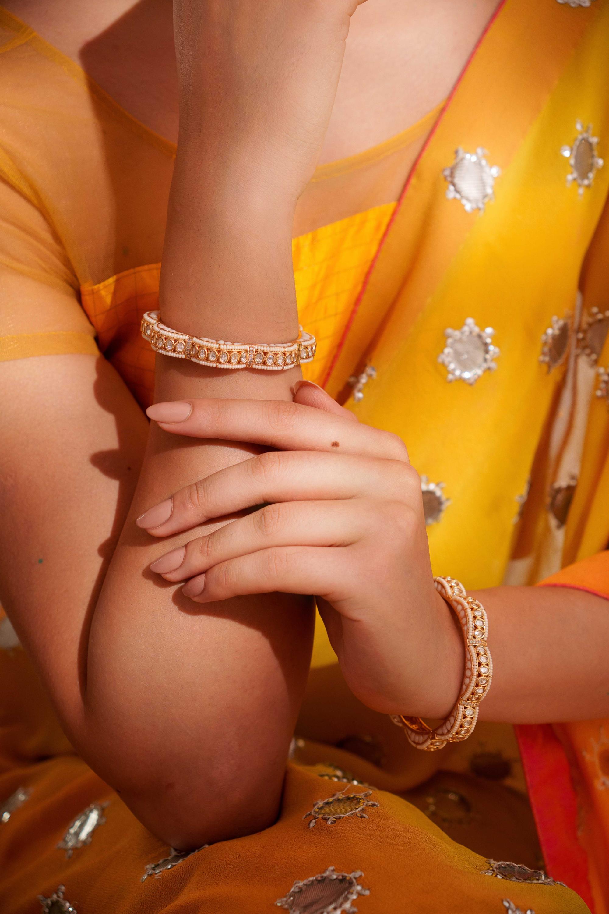 Classy and stylish kundan pair of bangles