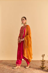 Fareeha - Hotpink Kurta with Salwar and Dupatta