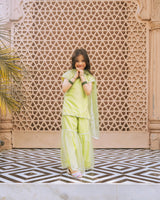 Green Embroidered Organza Kurti Sharara
