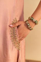 Ilana Off rose Silk Dabka Zardozi Embroidered Kurta Set